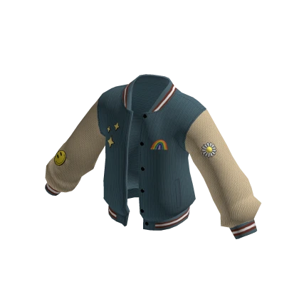 Cute Vintage Y2K Trendy Blue Varsity Jacket