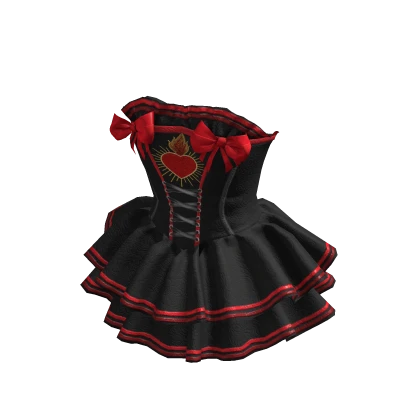 ✨ Royale Goth Corset Ruffle Red and Black Dress