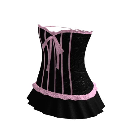 ♡ Black Vintage Embossed Satin Corset