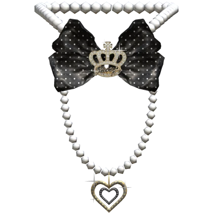 Black Gyaru Agejo Bow Pearl Necklace