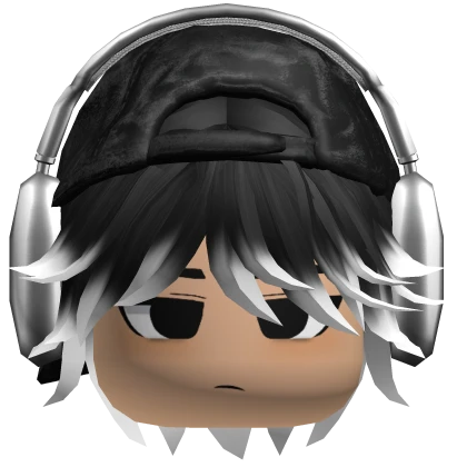 Annoyed Emo Boy w Cap + Headphones Black/White