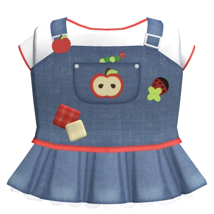 cute apple igari overalls & white shirt w/ patches