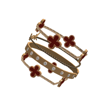 PBR Luxury Shiny Stacked Bracelet Gold Red