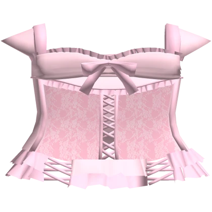 Pastel Pink Ruffled Laced Bow Corset Dress