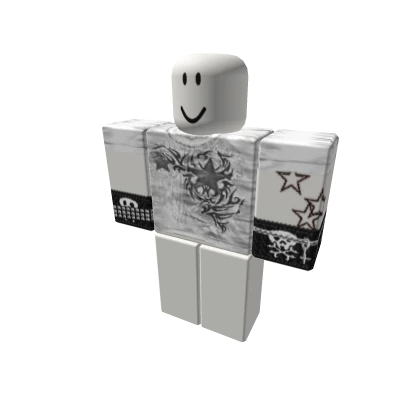 Grunge white & black cropped tee w/ hand warmers