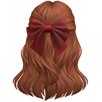 Soft Flowy Half up Hair w/ Christmas Bow (Ginger)