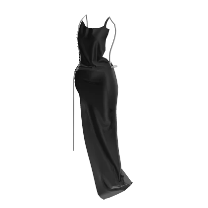 ʚ♡ɞ Couture Black Silk Backless Slip Dress 