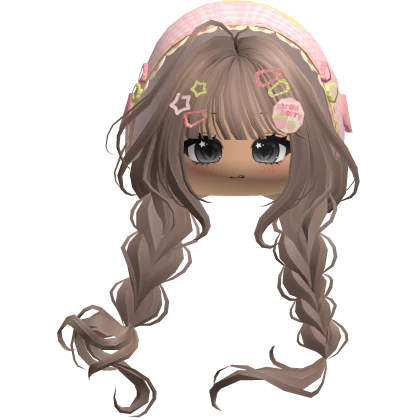 Milktea Igari Hair w Cute Face & Pink Green Bonnet