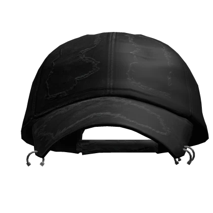 Black Pierced Distressed Denim Hat