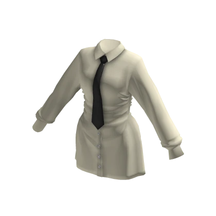 beige button up shirt dress with tie