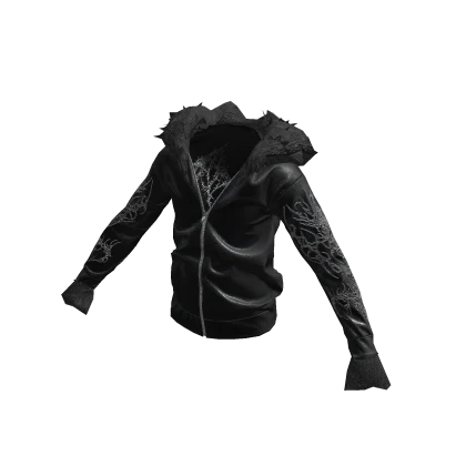 ʚ♡ɞ Emo Vkei Gothic Black Leather Fur Jacket