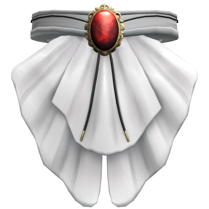 White Jabot with a Red Gem for 1.0 Headless Avatar