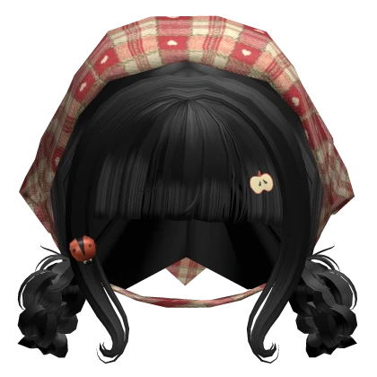 ♡ Black Low Pigtails & Mori kei Igari Bandana 