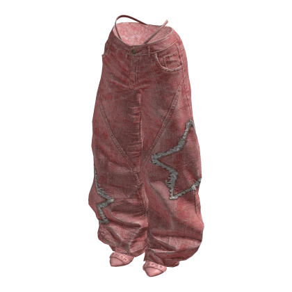 BB Pink Y2K Baggy Star Denim Jeans  