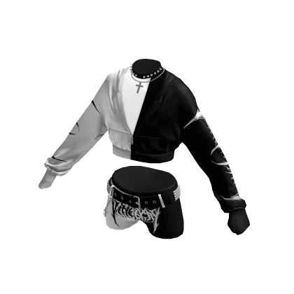 Halloween Punk Rock Black White Cross Outfit