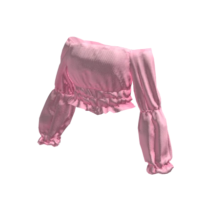 Pink Ruffled Off Shoulder Blouse