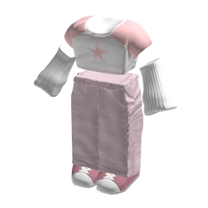 🍀Y2K Cargo & Baby Tee Outfit (Pink)