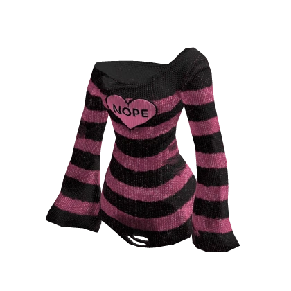 Black & Pink Striped Baggy Emo Sweater 🫐