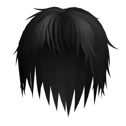 straight emo messy anime boy hair in black