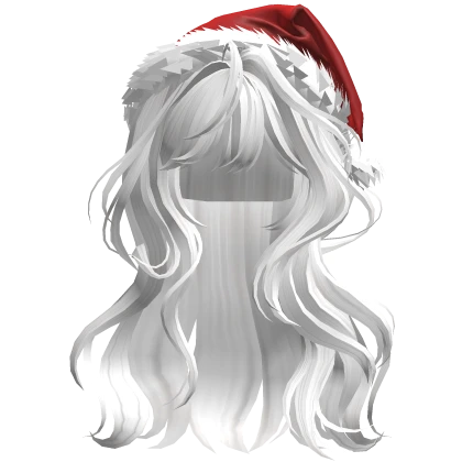 White Wavy Hair w/ Santa Hat