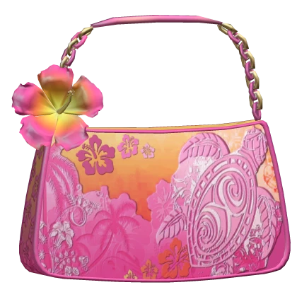 Tropical Hibiscus Summer Bag Pink and Orange Gyaru