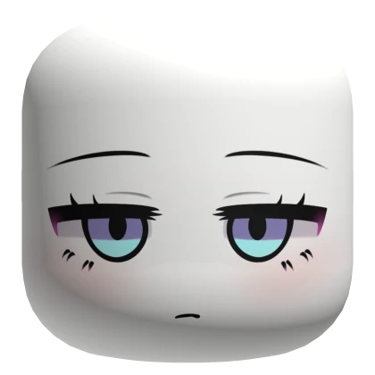 Cute Chibi Face With Hologram Blue Eyes - White