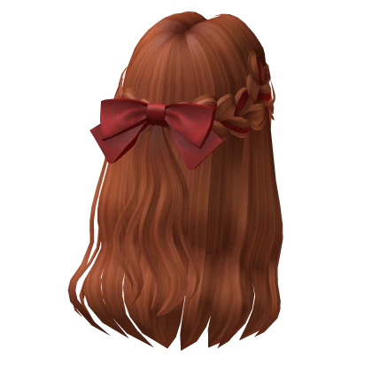 Flowy Half up Hair w/ Red Christmas Bow (Ginger)