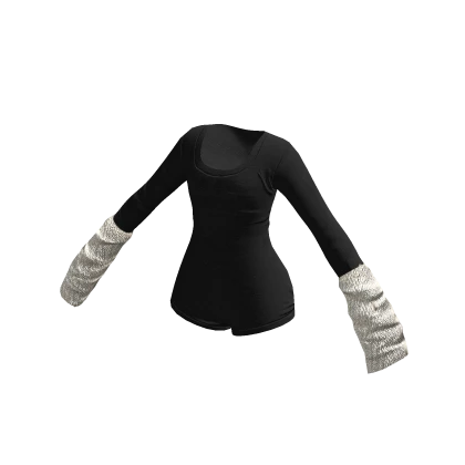 ʚ long sleeve onesie w arm warmers black