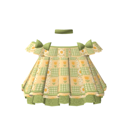 🌼3.0 Beautiful cottage-style flowers plaid dress