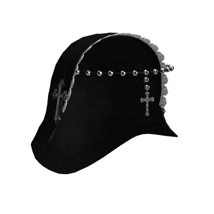 black emo gothic lace cross ruffled veil