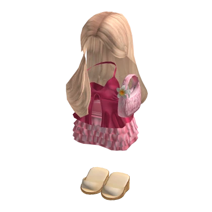 Cheap Y2K Summer Outfit w/ Hair & Purse (Pink)