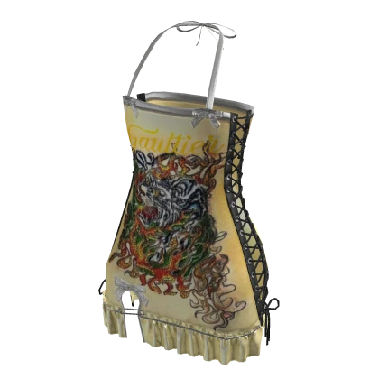 Y2K Punk Tiger Dress | Yellow & White