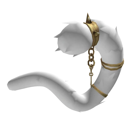 White Chained Gold Goth Cat Tail