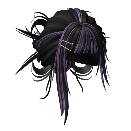 Anime Purple & Black Messy Hair Bun