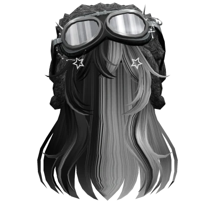 Black&Gray Anime Long Hair w/ Y2K Goggles Ushanka