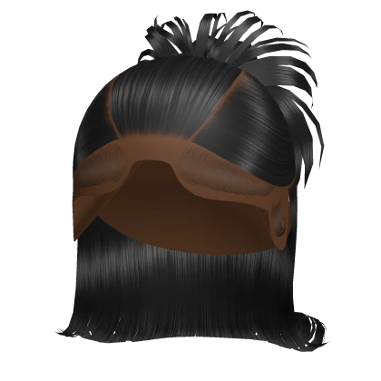 Spiky Y2K Half Up Bun W Barbie Curl in Black