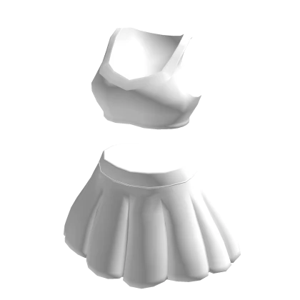 Crop Top w/ Pettiskirt Mini Skirt in White