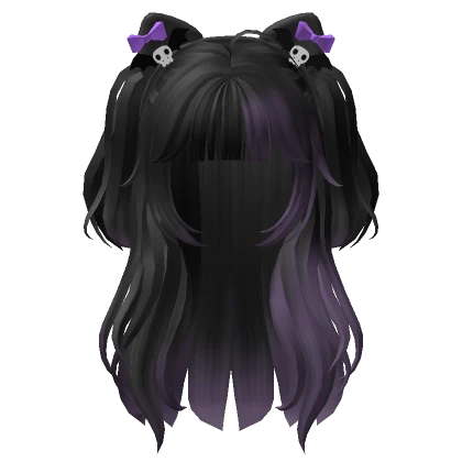 🍀Halloween Cat Ears Half Up Pigtails (Purple)