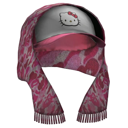 Hello Kitty Hat w/ Head Scarf - Pink Ape Camo