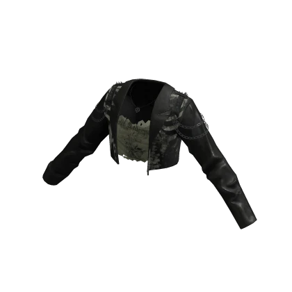 🍀EMO Leather Jacket w Khaki TankTop