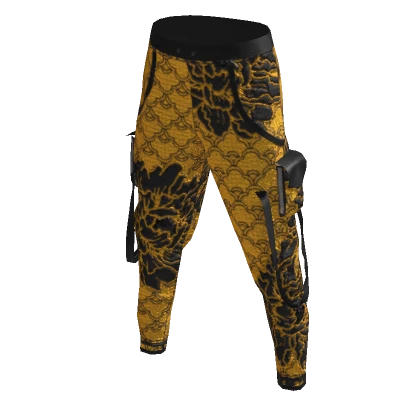 Yellow Ornamental Cargo Pants