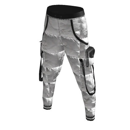 White Puffy Cargo Pants