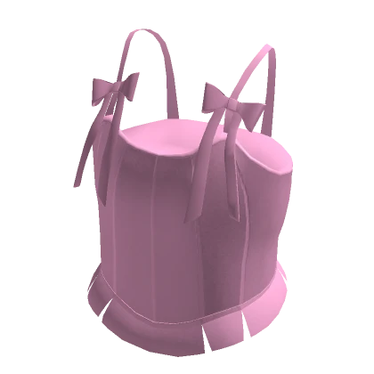 Cute Pink Ribbed Corset Top With Ribbons