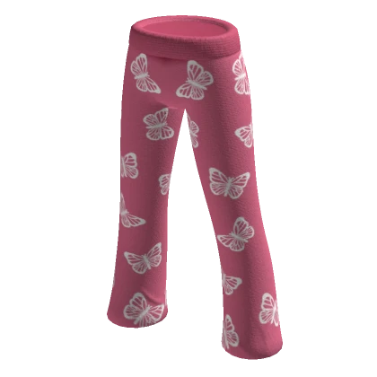 Pink and White Butterfly Bellbottoms