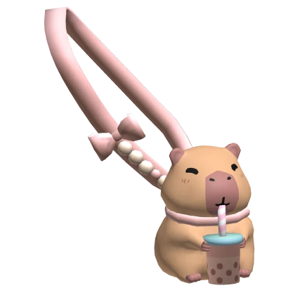 Cute Capybara Drinking Boba Shoulder Bag (Pink) ♡