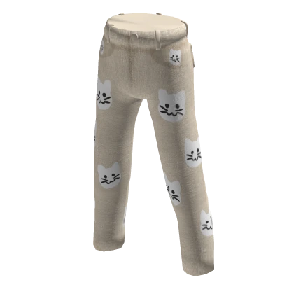 Kitty Pattern Pants Beige