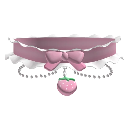 Strawberry and Bow Pink Necklace