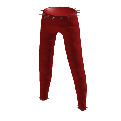 Red Punk Spiked Leather Pants