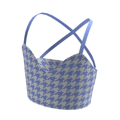 Corset Crop Top - Blue Houndstooth