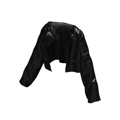 Black Leather Cropped Jacket - aespa